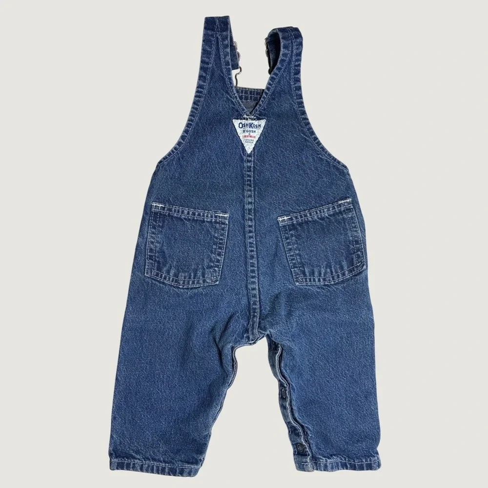 Vintage OshKosh B'gosh Denim Vestbak Overalls Baby Blue Made in USA 6-9M 90s